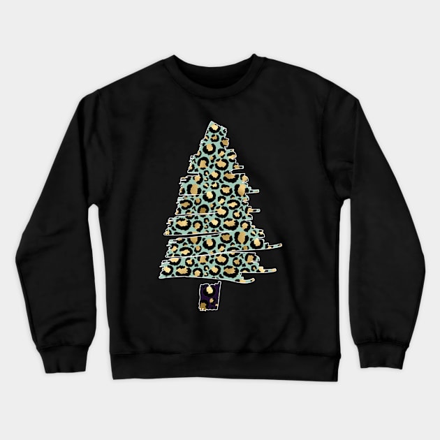 Merry Christmas Leopard Tree Emoji X-mas Holiday Crewneck Sweatshirt by Johner_Clerk_Design